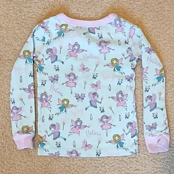 Pajama Set Girls Size 2T Fairy Butterfly Hearts Member's Mark Green Pink Yellow - Picture 4 of 9